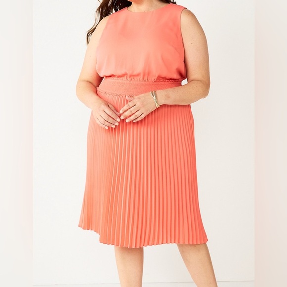 Croft & Barrow NWT sleeveless pleated midi dress. 0X, only color in stock -black - Picture 2 of 8